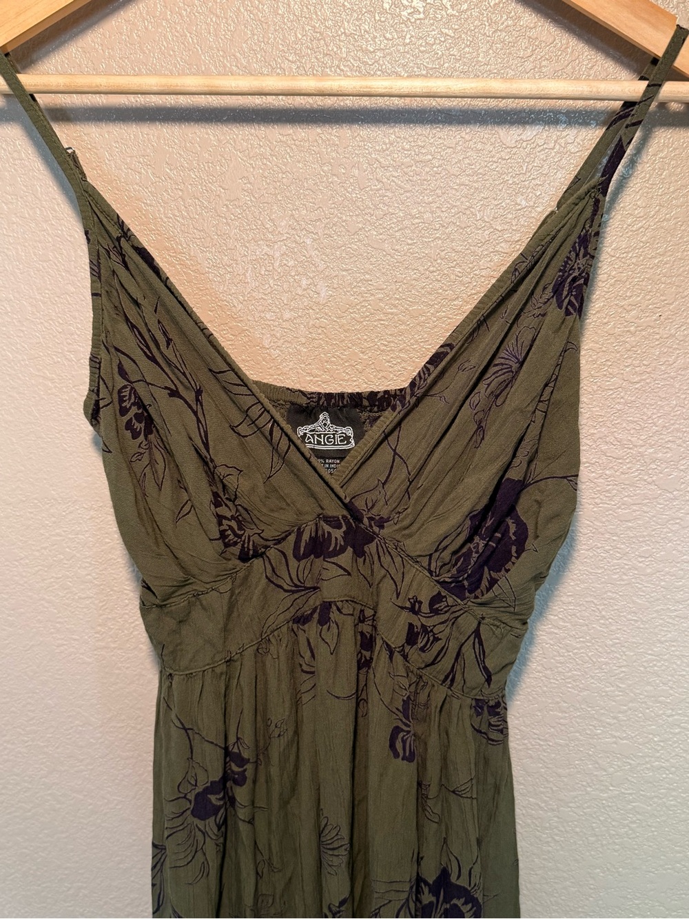 Olive Green Floral Maxi Dress